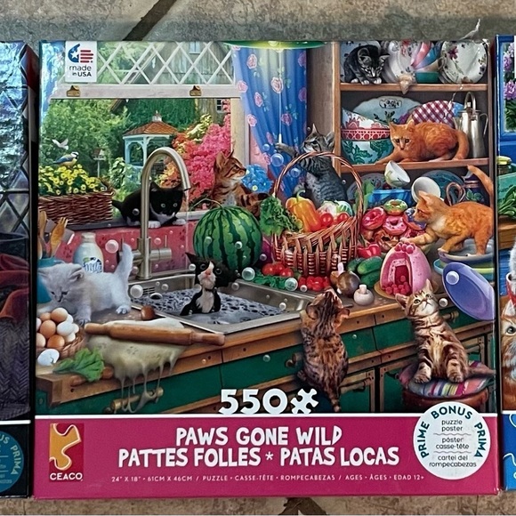 Ceaco Other - 3  550 PIECE CAT PUZZLES BY CEACO